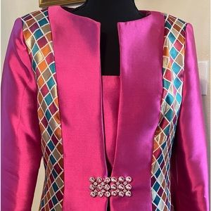 3 pc Fuschia Multi color Suit
